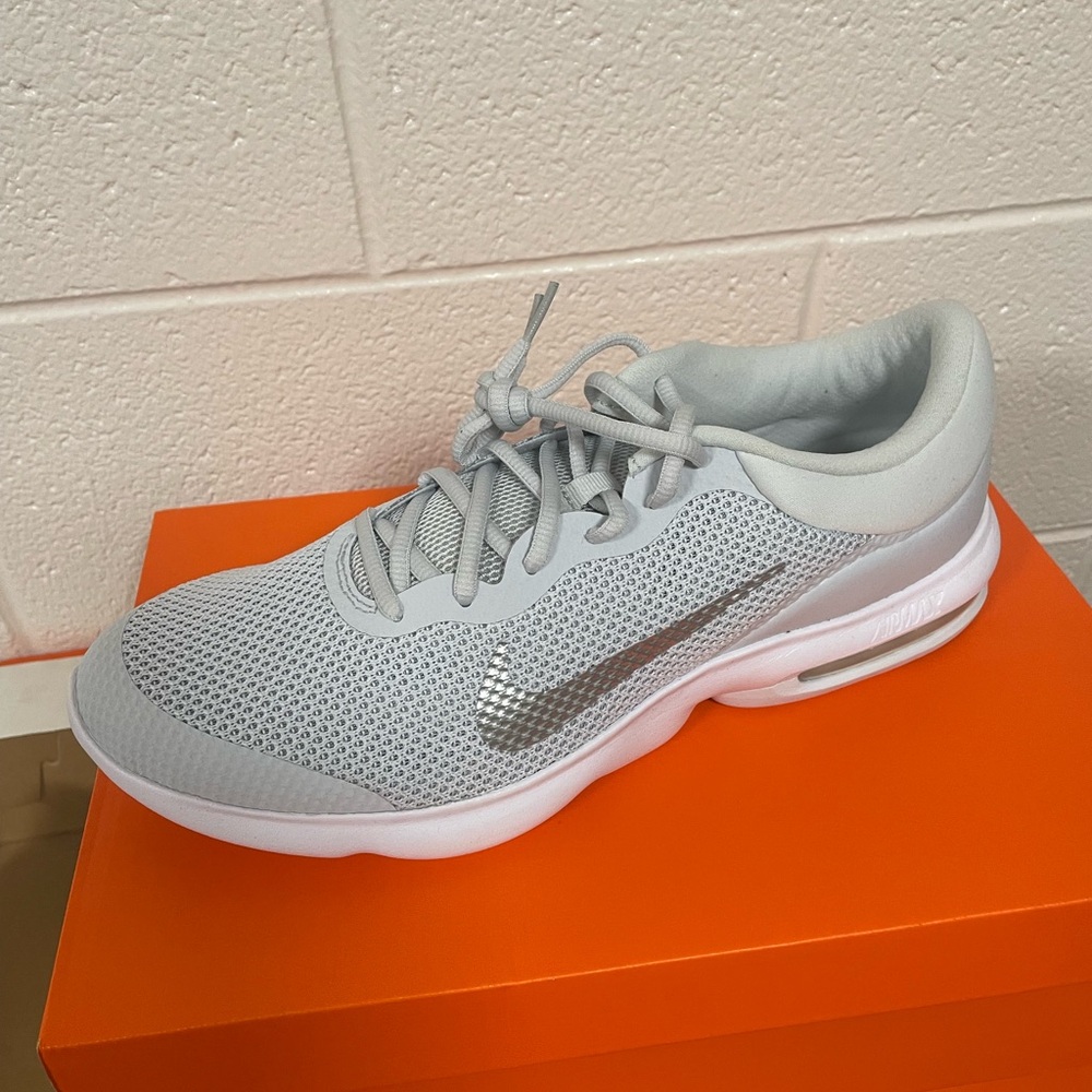 Nike Silver and White Mesh Sneakers